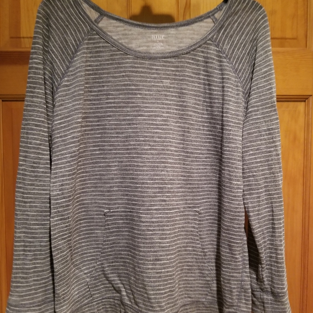 Gray and white striped shirt